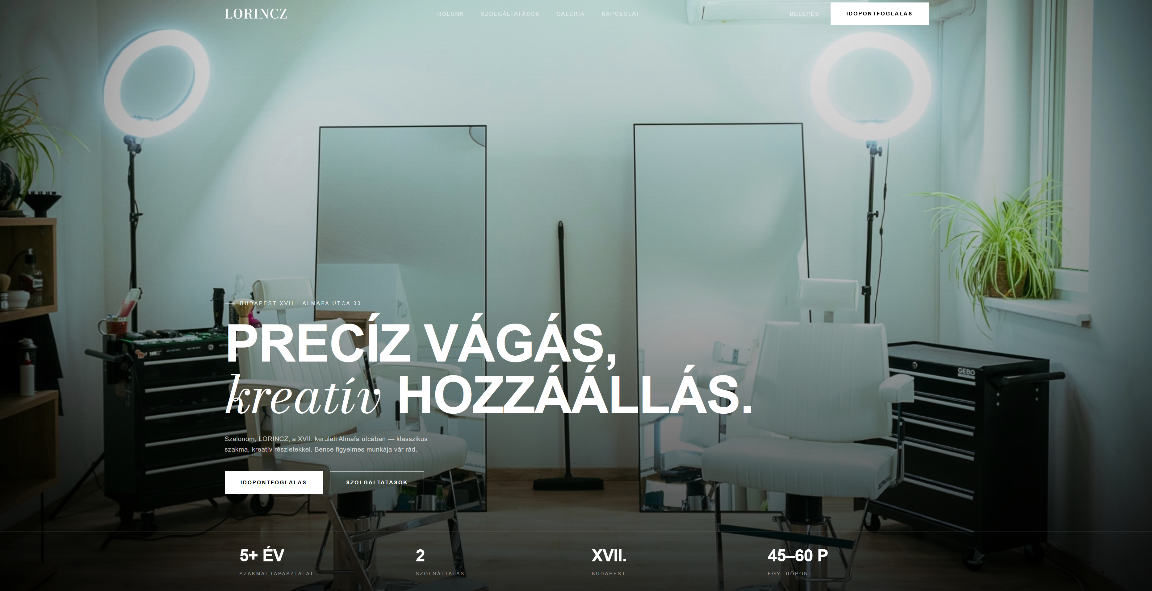 Lőrincz Studio — weboldal képernyőkép